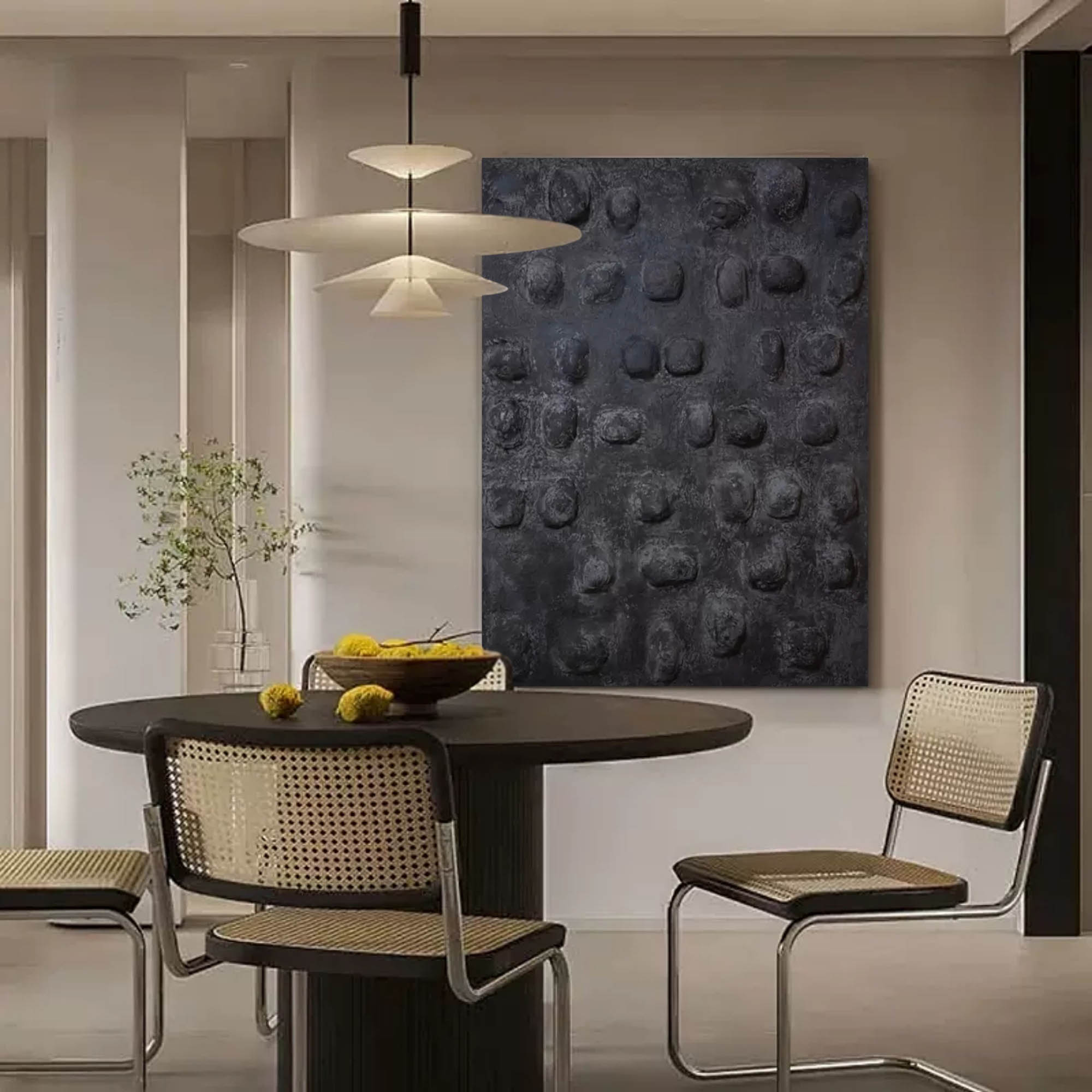 3D Black Textured Painting Black Textured Abstract Wall Art Wabi Sabi Painting Textured Art Canvas