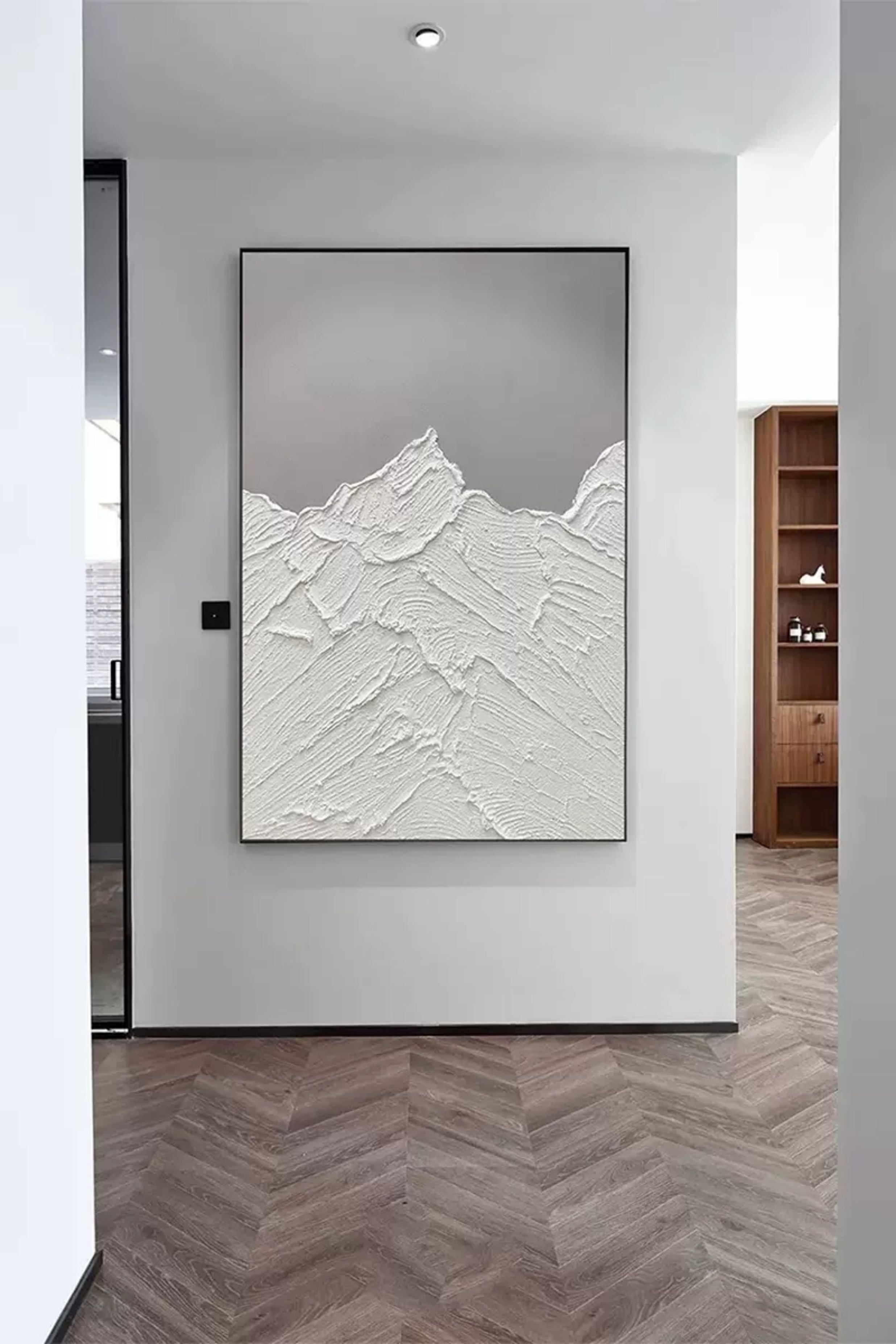 White Plaster Art White 3D Textured Abstract Painting White Minimalist Living Room Wall Decor Painting