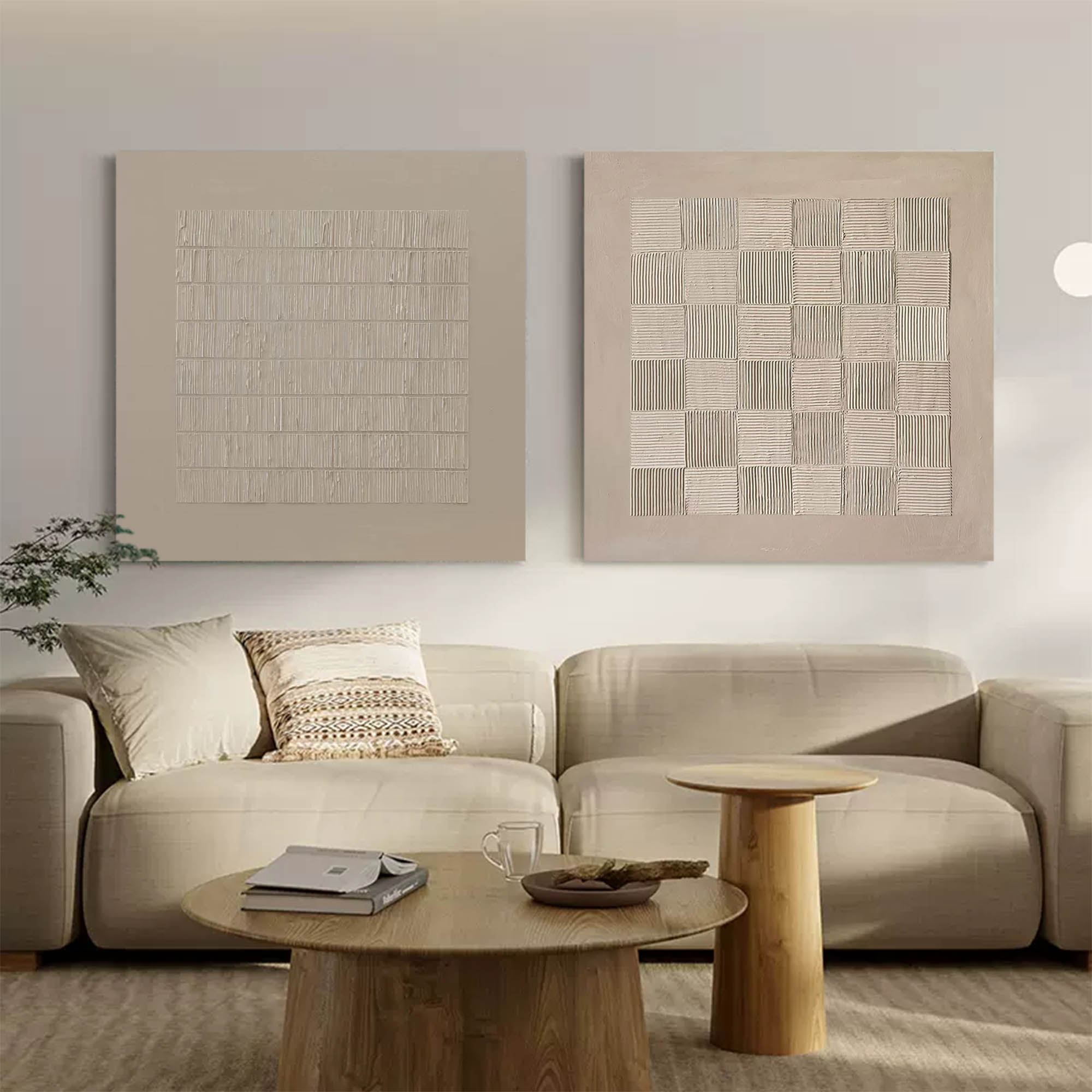 Brown Abstract Canvas Art Set of 2 Brown Oil Painting Brown Textured Wall Art Set of 2 Wabi-Sabi Art