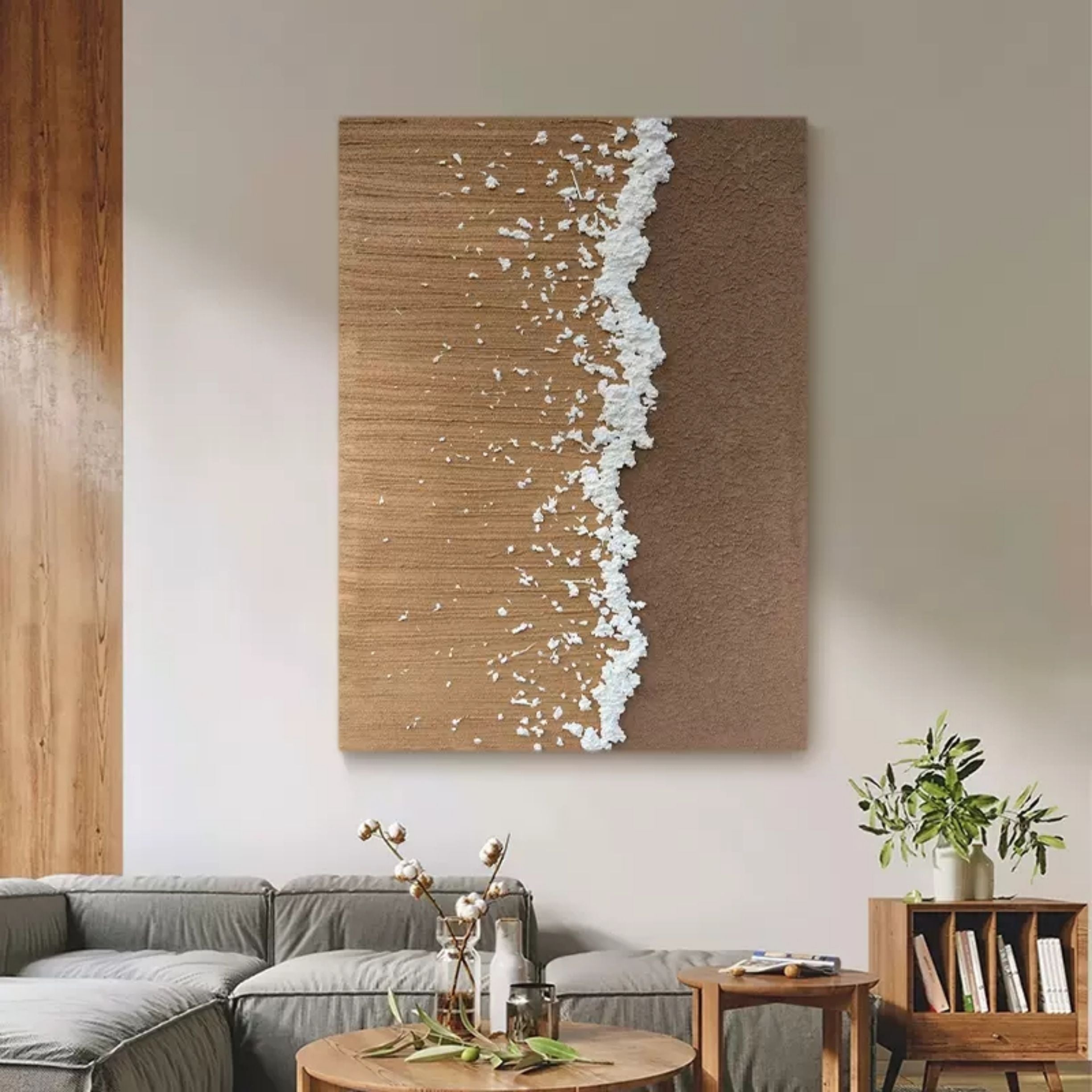 Large wabi-sabi abstract painting Large brown 3D textured wall art Large brown minimalist paintings