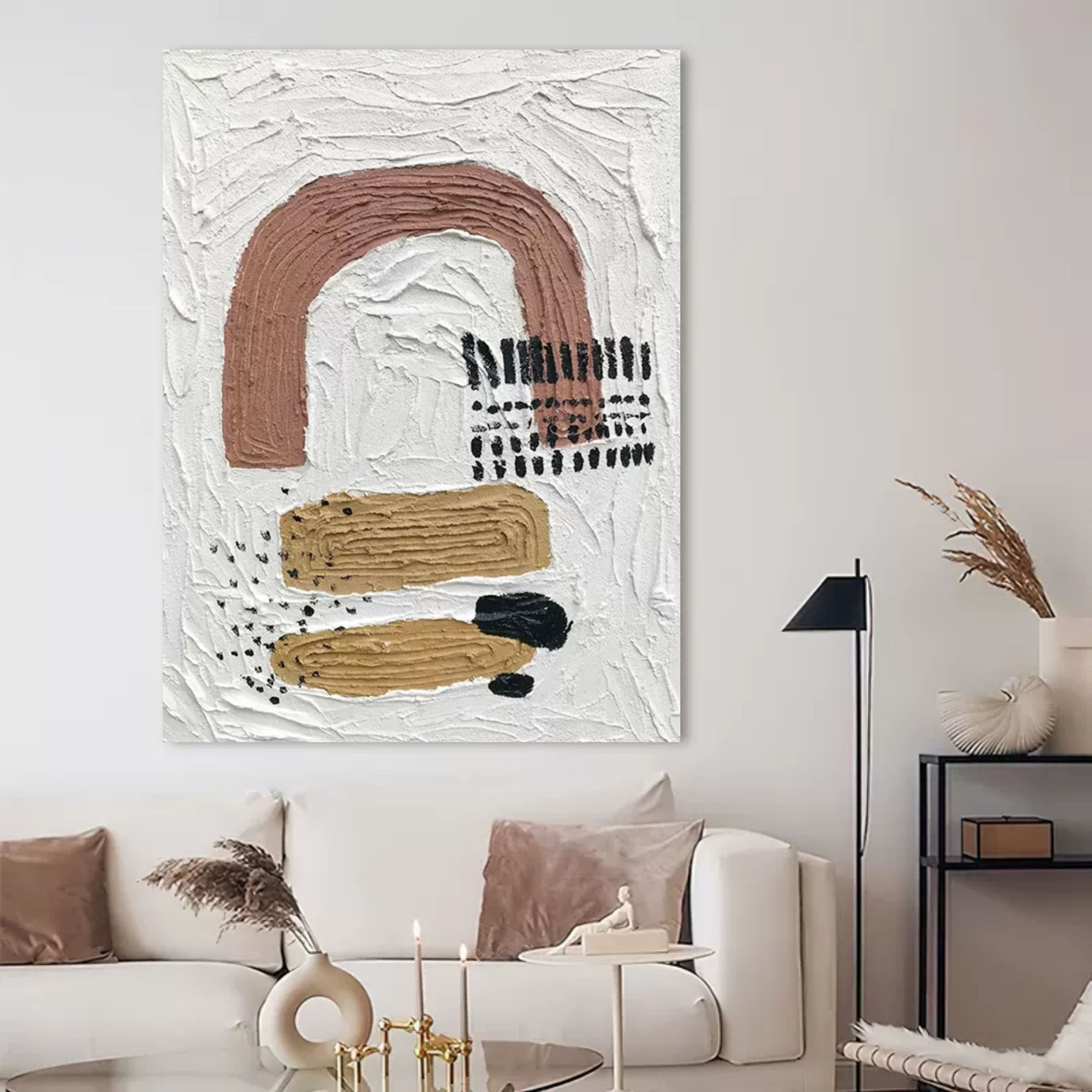 3D White Minimalist Art Abstract Canvas Wabi Sabi Abstract Painting White Textured Acrylic Painting