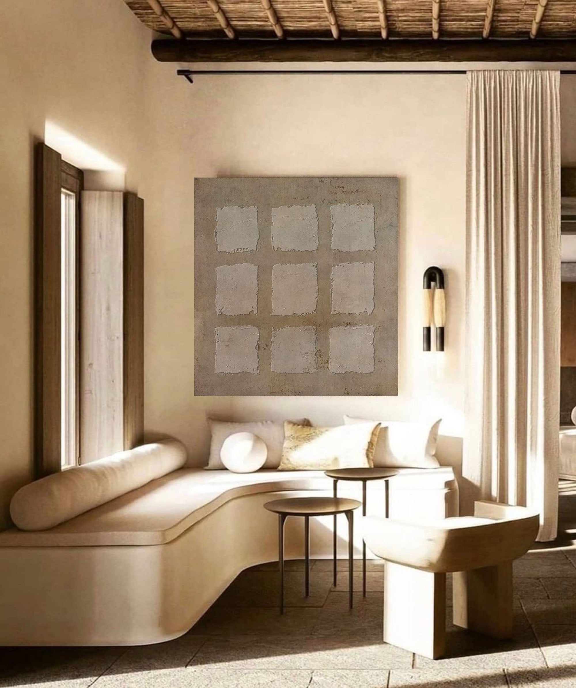 Wabi-Sabi Wall Art brown wall art brown painting brown abstract art canvas Khaki color Bohemian wall painting 3d texture Earth Tone art