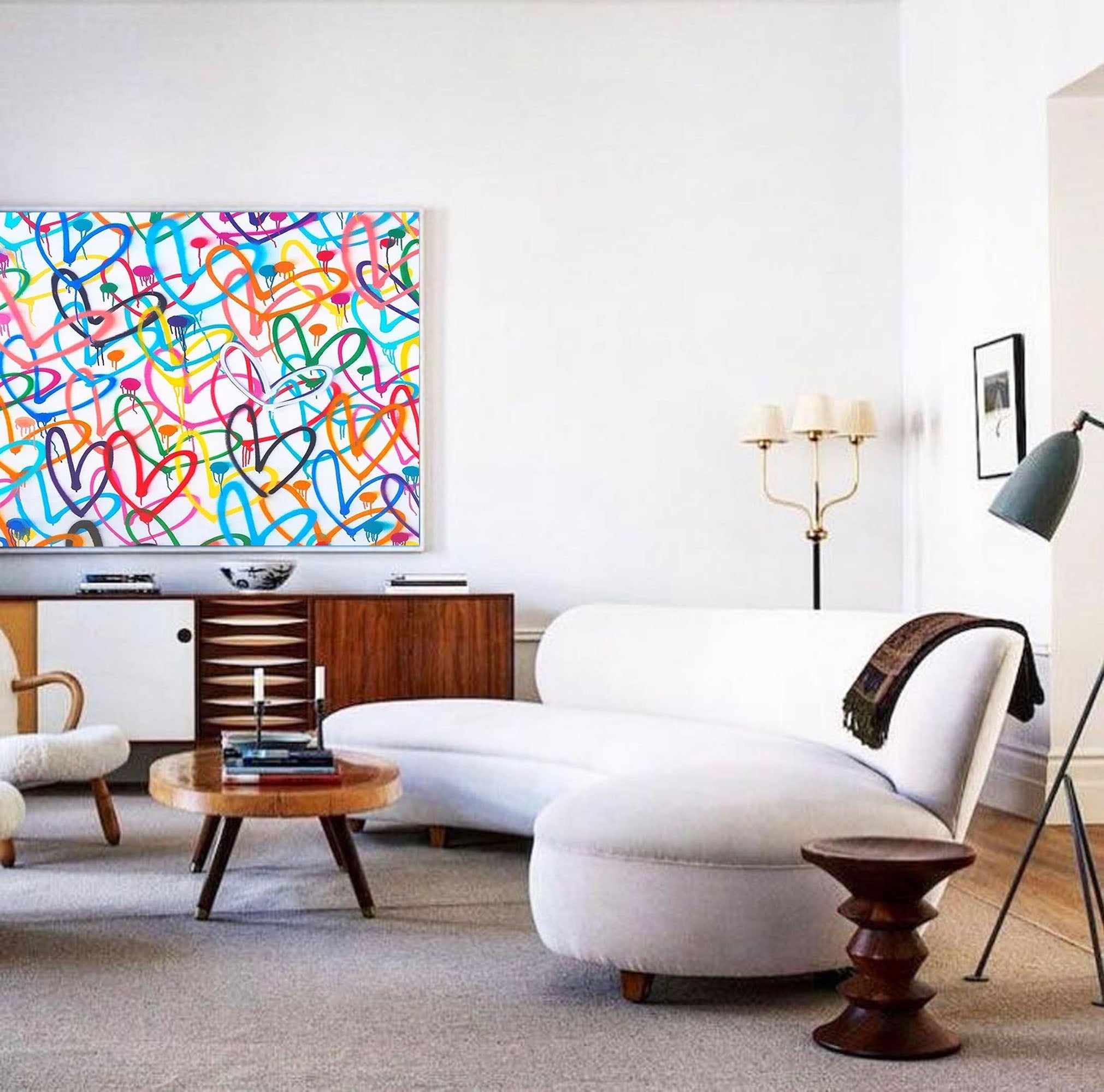 Love Hearts Graffiti - Canvas Wall Art Framed Colorful love painting