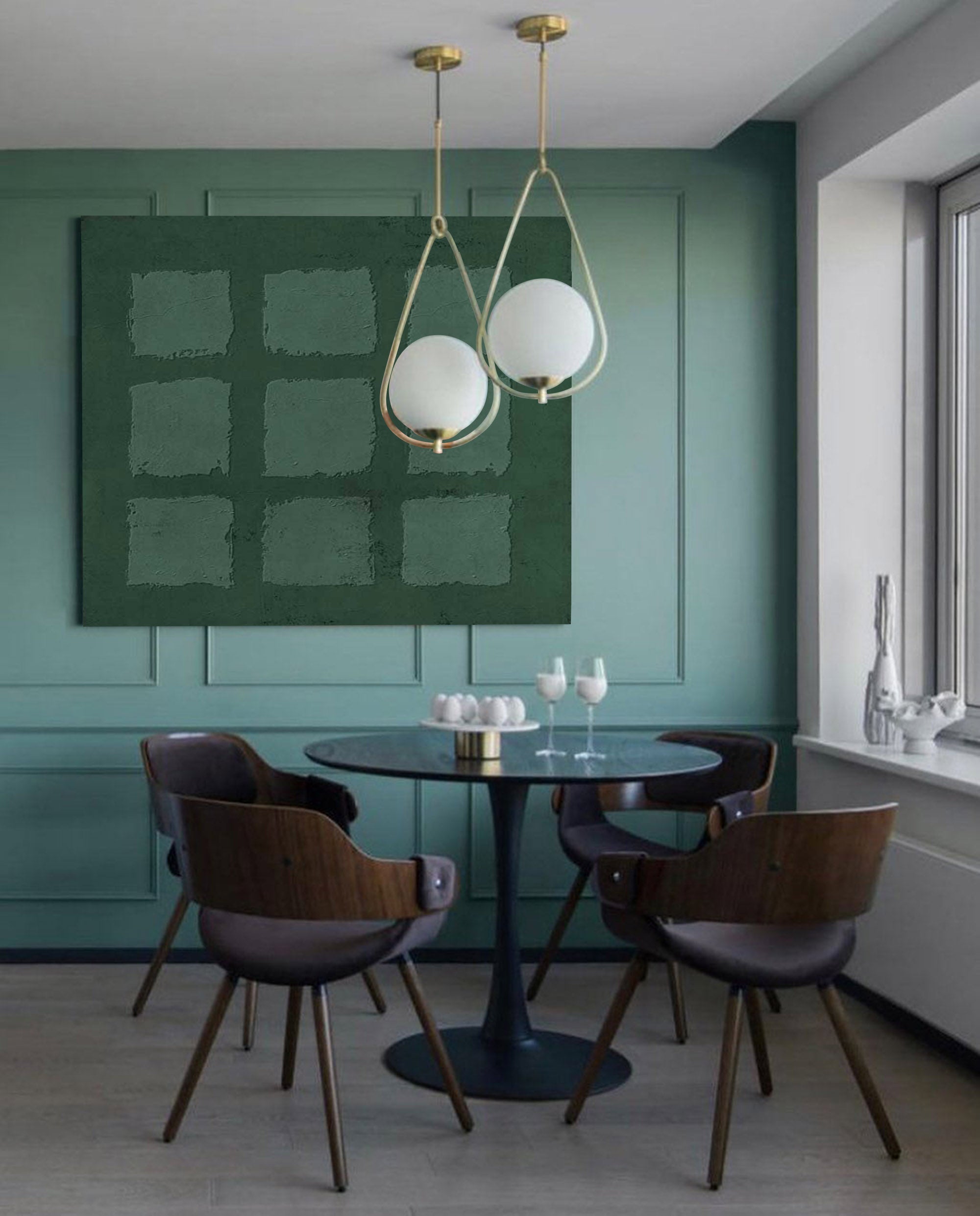 Green Abstract Art Canvas Green Oil Painting Green Wall Art Wabi Sabi Wall Art 3D Texture Wall Art