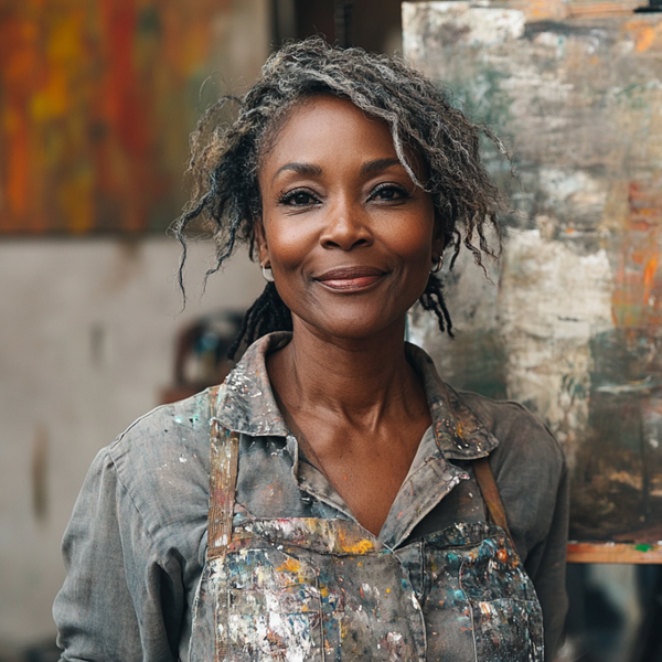 Kesia is a female artist from Kenya, Africa, who currently lives in the United States. She earned money from painting to study in the UK. She copied countless artists' works and finally found her own artistic style.  “I stand on the shoulders of giants”