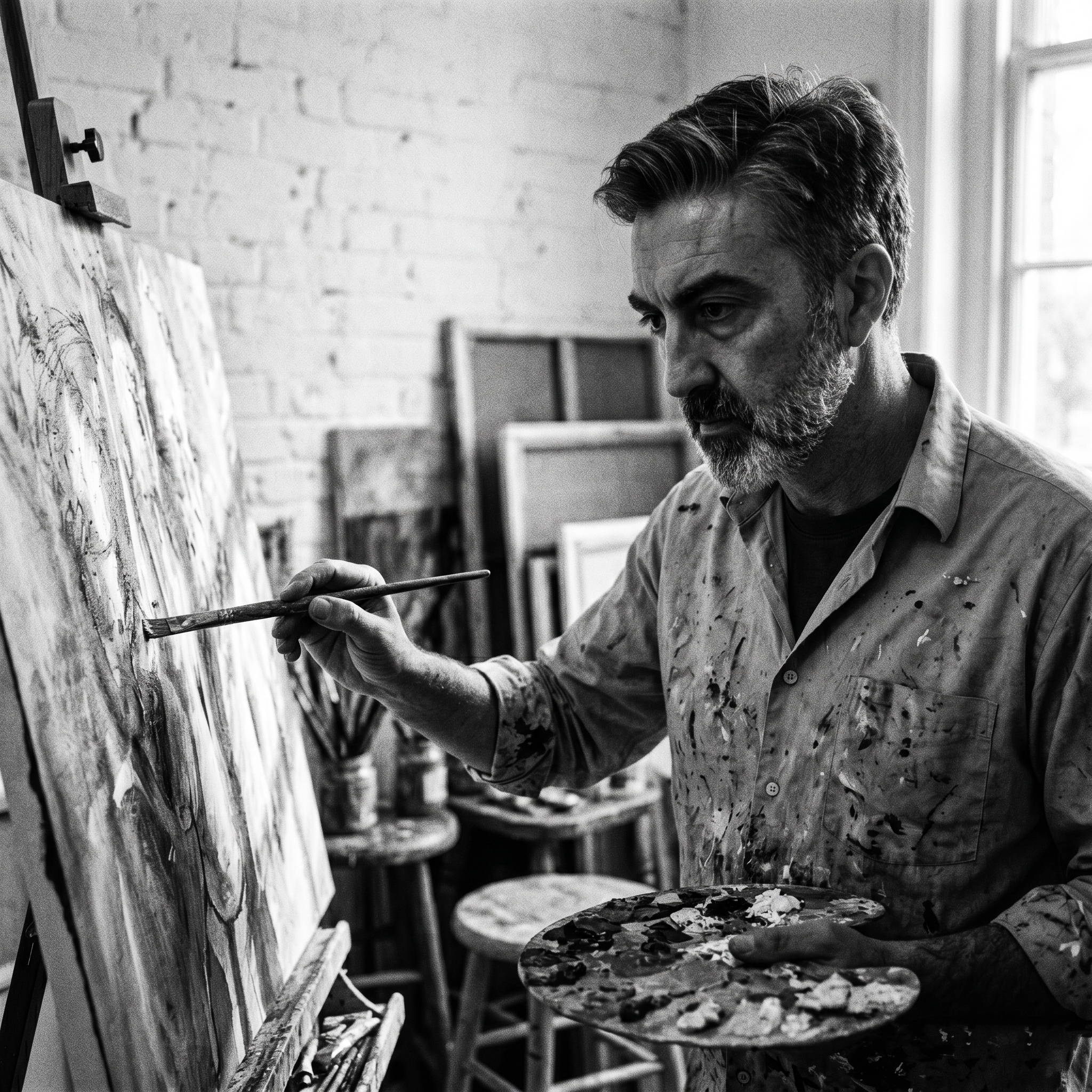  Mateo de la Sombra utilizes heavy impasto and palette knife techniques to create "architectural" layers that challenge the boundary between painting and shadow-play.