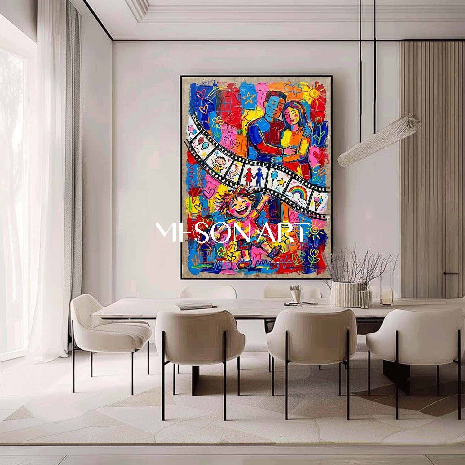 Vibrant Family Love Art With Colorful People For Living Room Decor