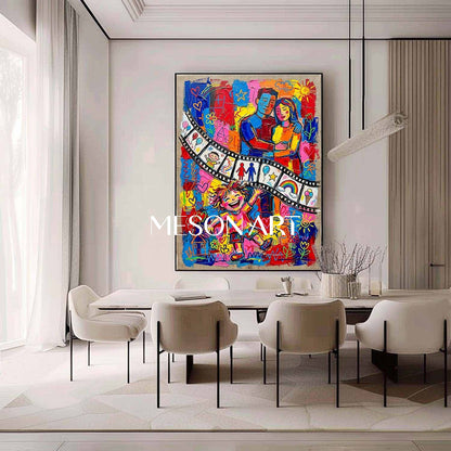 Vibrant Family Love Art With Colorful People For Living Room Decor