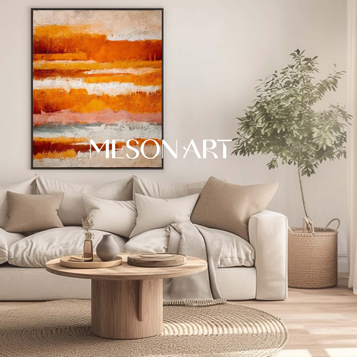 Fall Color Abstract Painting Large Art Modern Fall Canvas for Home