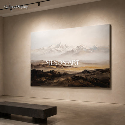 Beige And Brown Abstract Painting Rectangular Wall Art For Living Room Original Artist By Mesonart