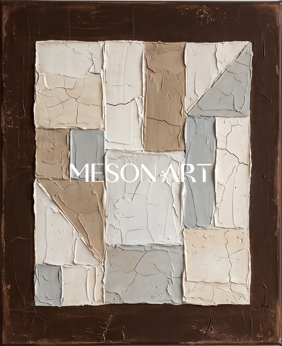 Brown Abstract Plaster Art Diptych For Wabi Sabi Home Decor Original Oil Painting