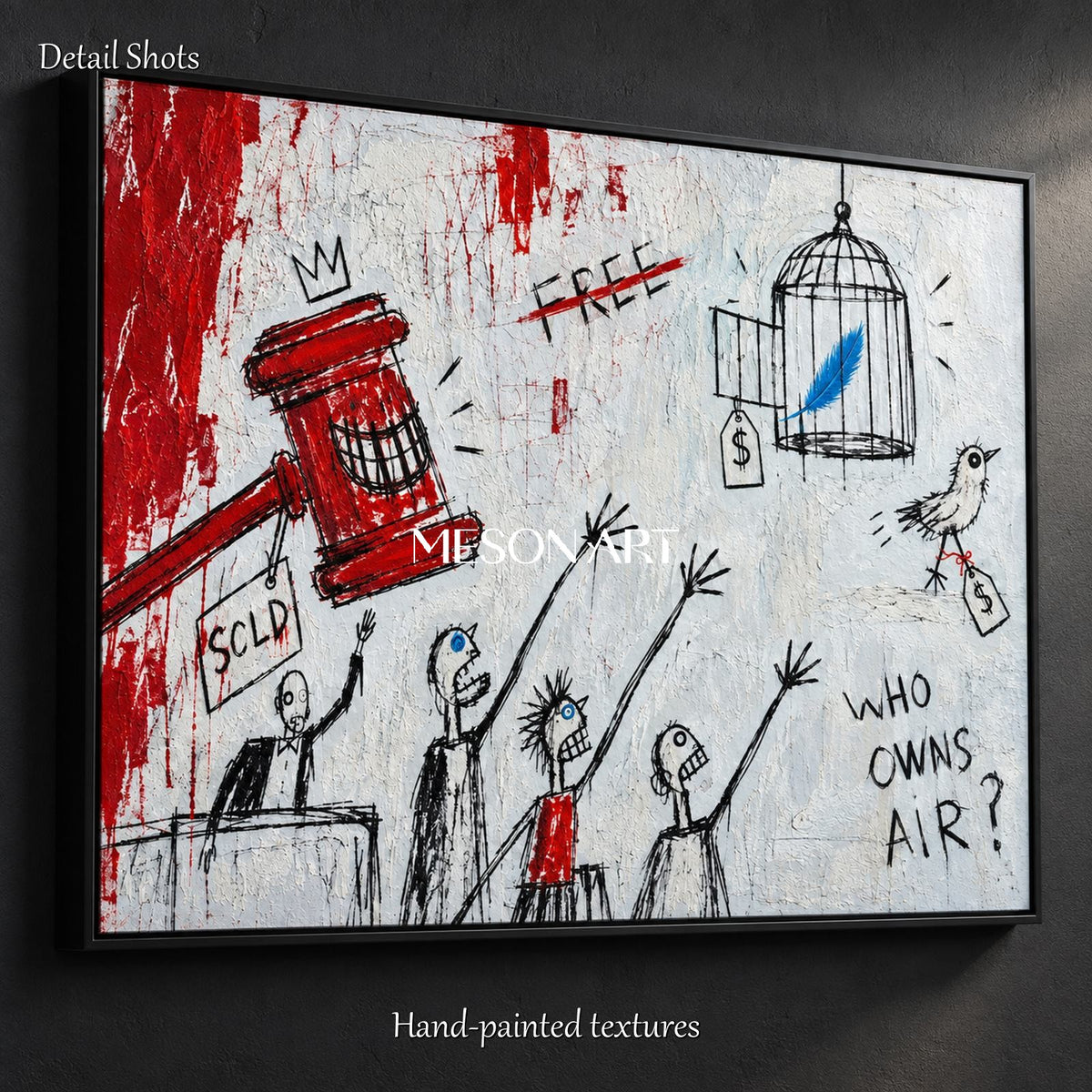 Red And Black Abstract Painting Original Neo Expressionist Art Textured Oil Canvas Statement Wall Modern Rectangular By Mesonart