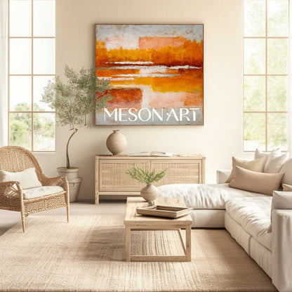 Abstract Fall Wall Art Autumn Color Large Textured Landscape Canvas
