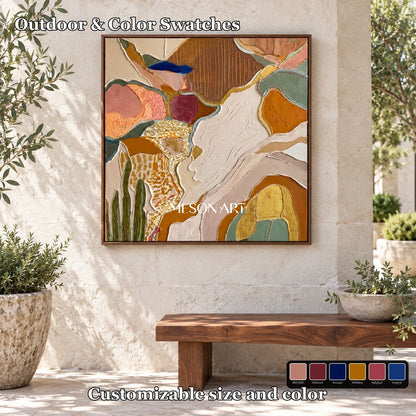 Earthy Brown And Gold Abstract Landscape Textured Square Wall Art Original Artist By Mesonart