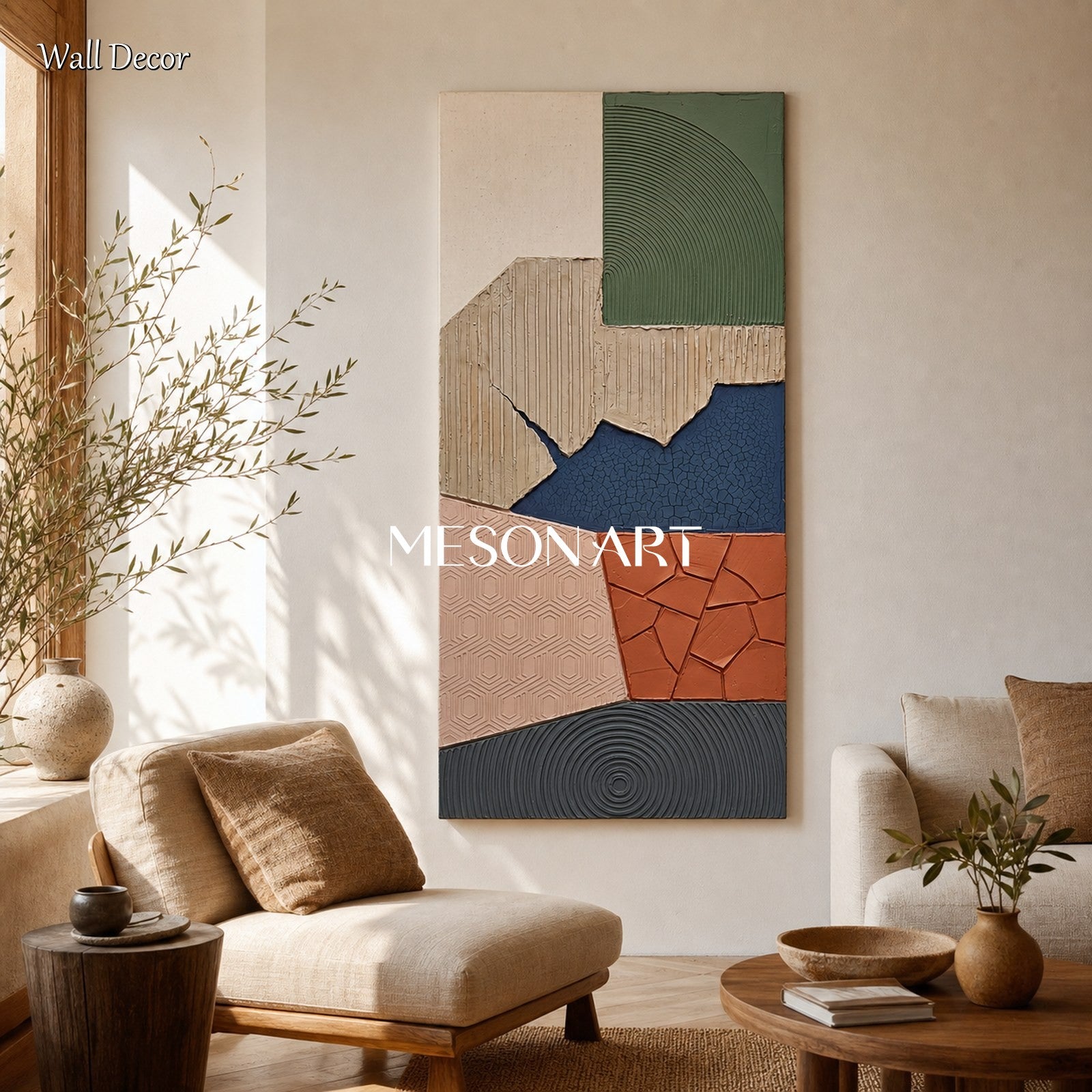 Minimalist Wabi Sabi Wall Art With Natural Textures For Modern