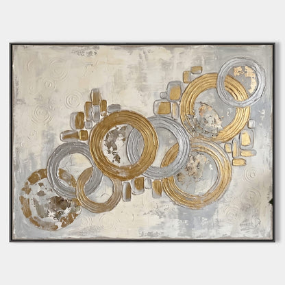 Gold And Gray Abstract Art Rectangular Wall Decor Original Artist Hand Painted By Mesonart