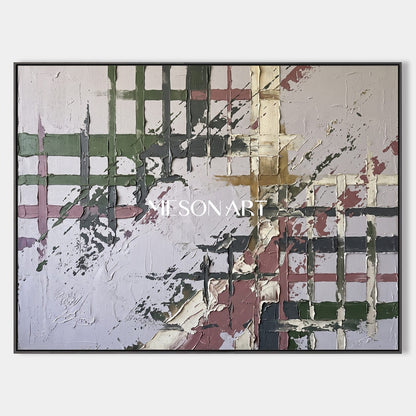 Minimalist Geometric Abstract Art With Textured Relief For Modern Living Room Decor