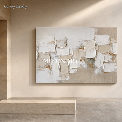 Minimalist Abstract Art With Textured Relief Blocks For Modern Home Decor