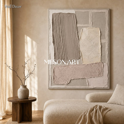 Minimalist Abstract Art With Plaster Texture For Modern Living Spaces