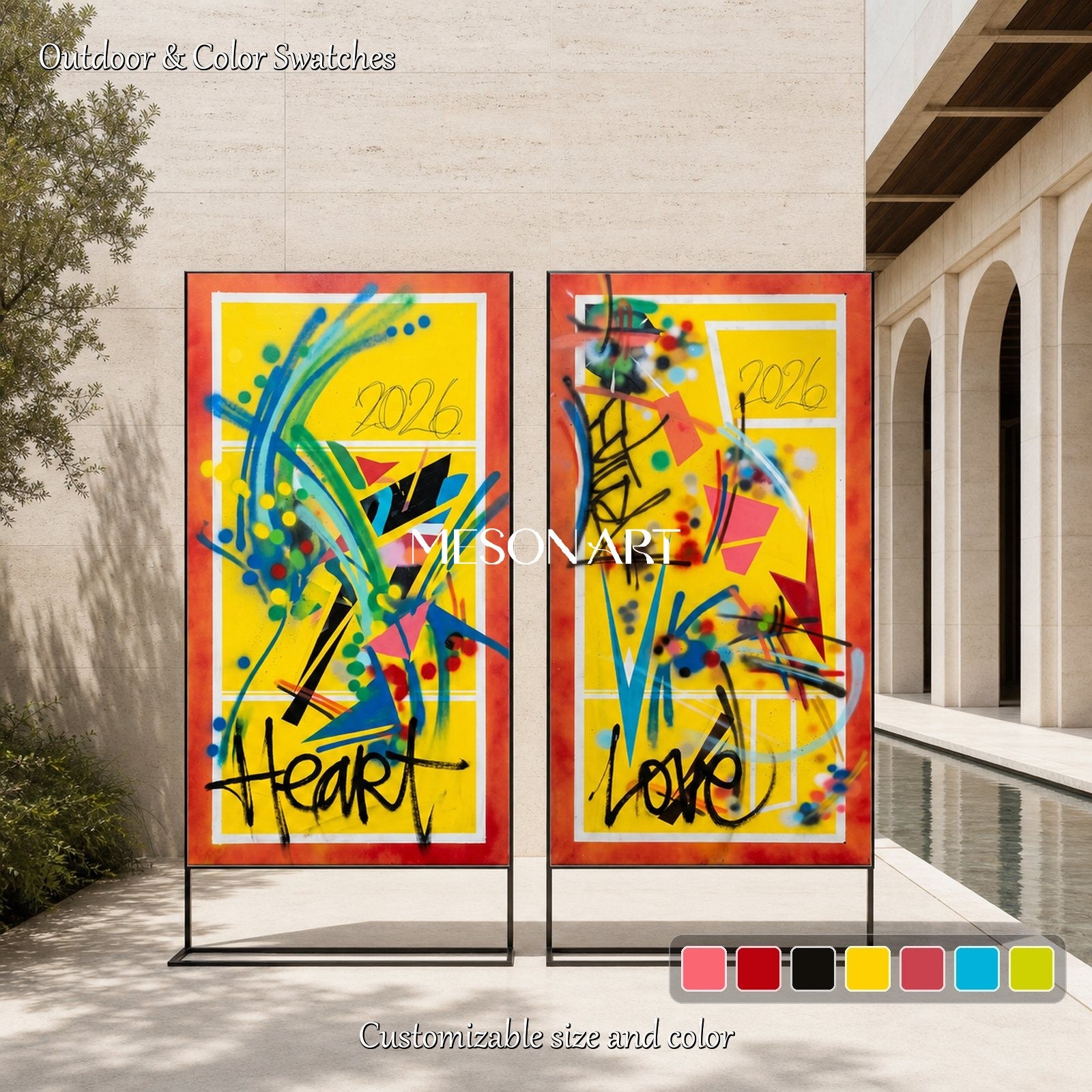 Yellow And Black Graffiti Painting Banksy Style Rectangular Wall Art For Living Room Original Artist By Mesonart