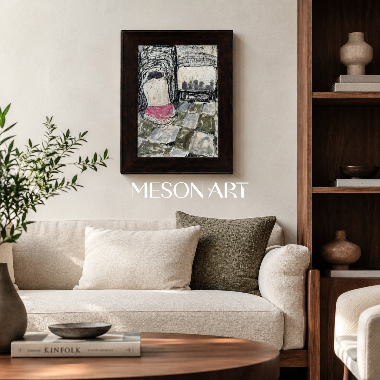 Black And White Figurative Contemporary Art Original Painting By Artist For Wall Decor Rectangular Fine Collectible Art By Mesonart