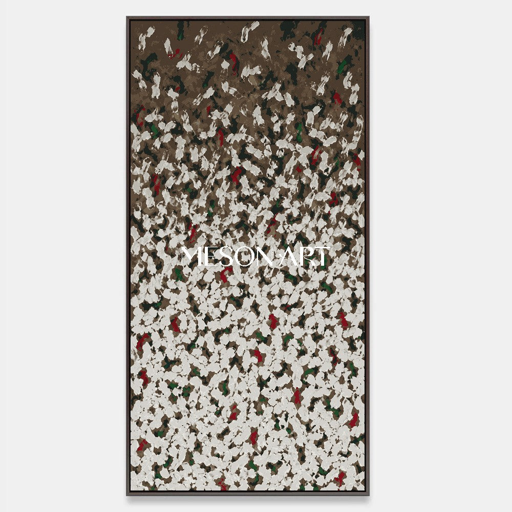 Brown And White Abstract Painting Wabi-Sabi Impasto Palette Knife Textured Panoramic Wall Art For Living Room By Mesonart