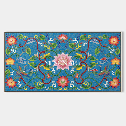 Blue And Green Islamic Arabesque Art Original Artist Panoramic Wall Decor By Mesonart