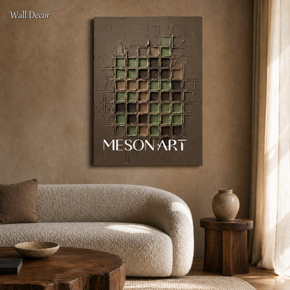 Minimalist Geometric Abstract Art With Textured Relief For Living Room And Office Decor