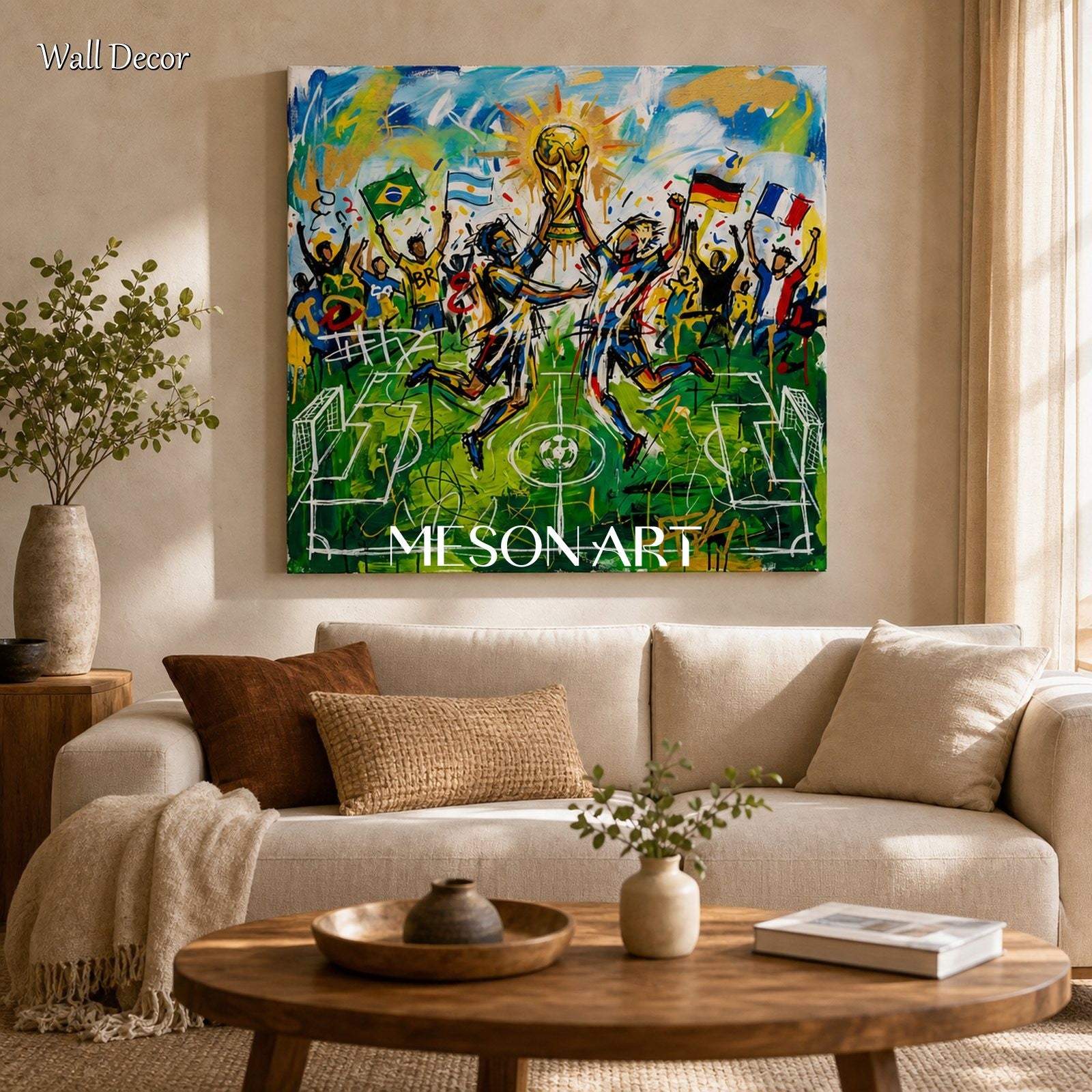 Original World Cup Painting Vibrant Sports Art For Living Room