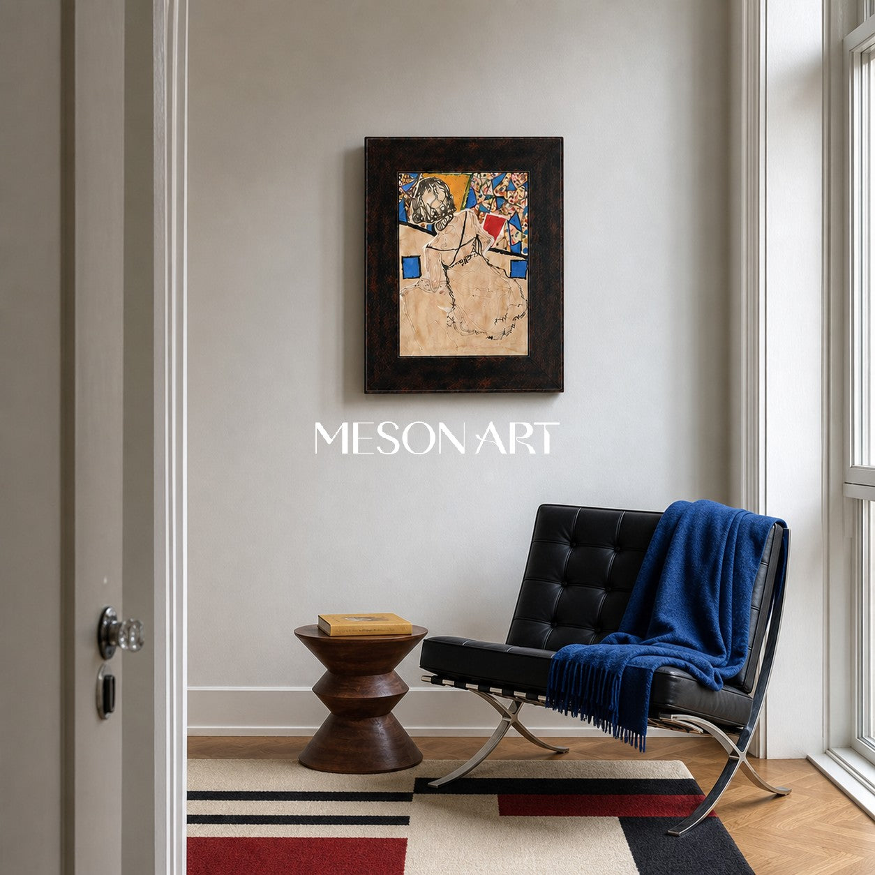 Modern Abstract Figure Painting With Geometric Patterns For Contemporary Living Spaces