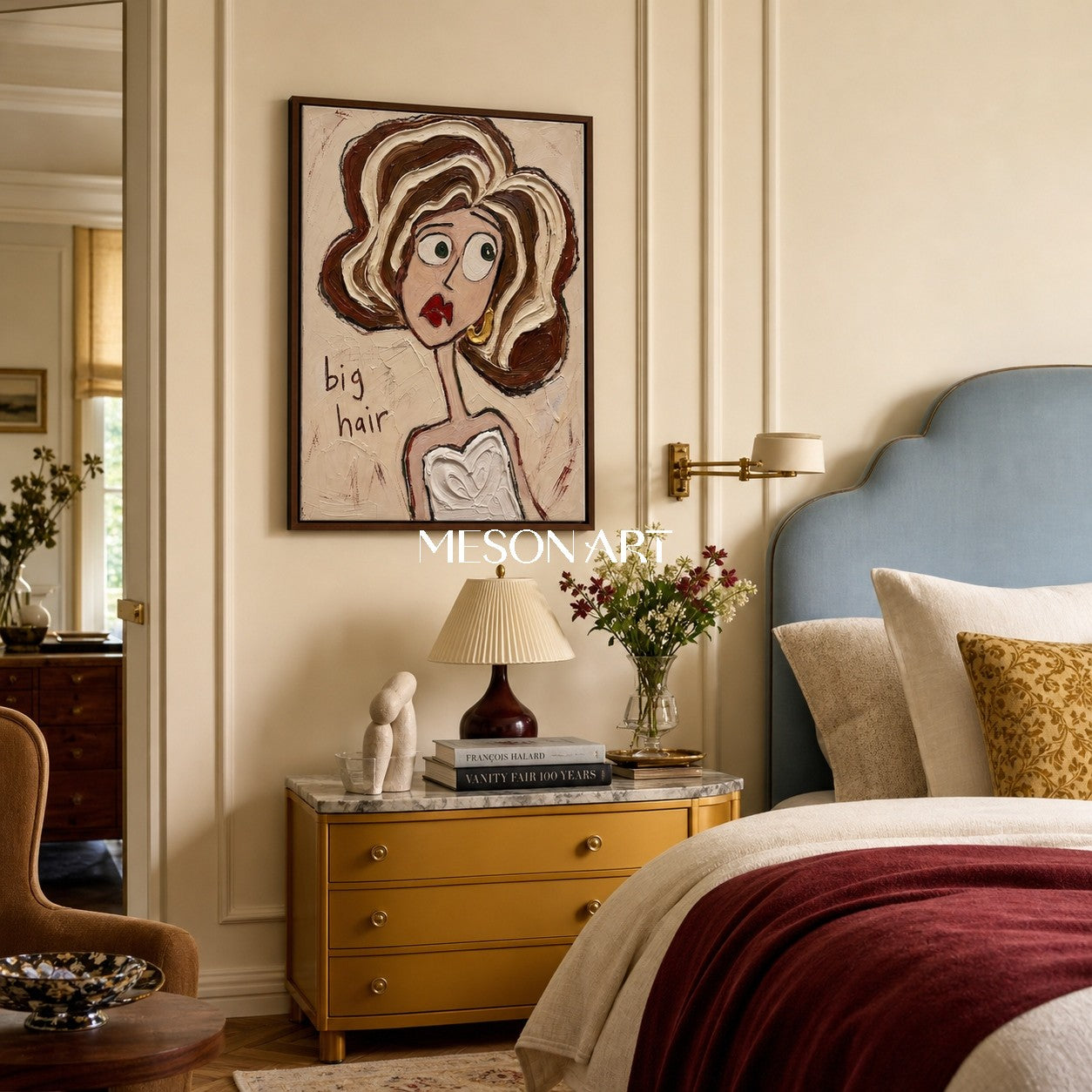 Contemporary Figurative Portrait Painting With Textured Impasto For Modern Home Decor