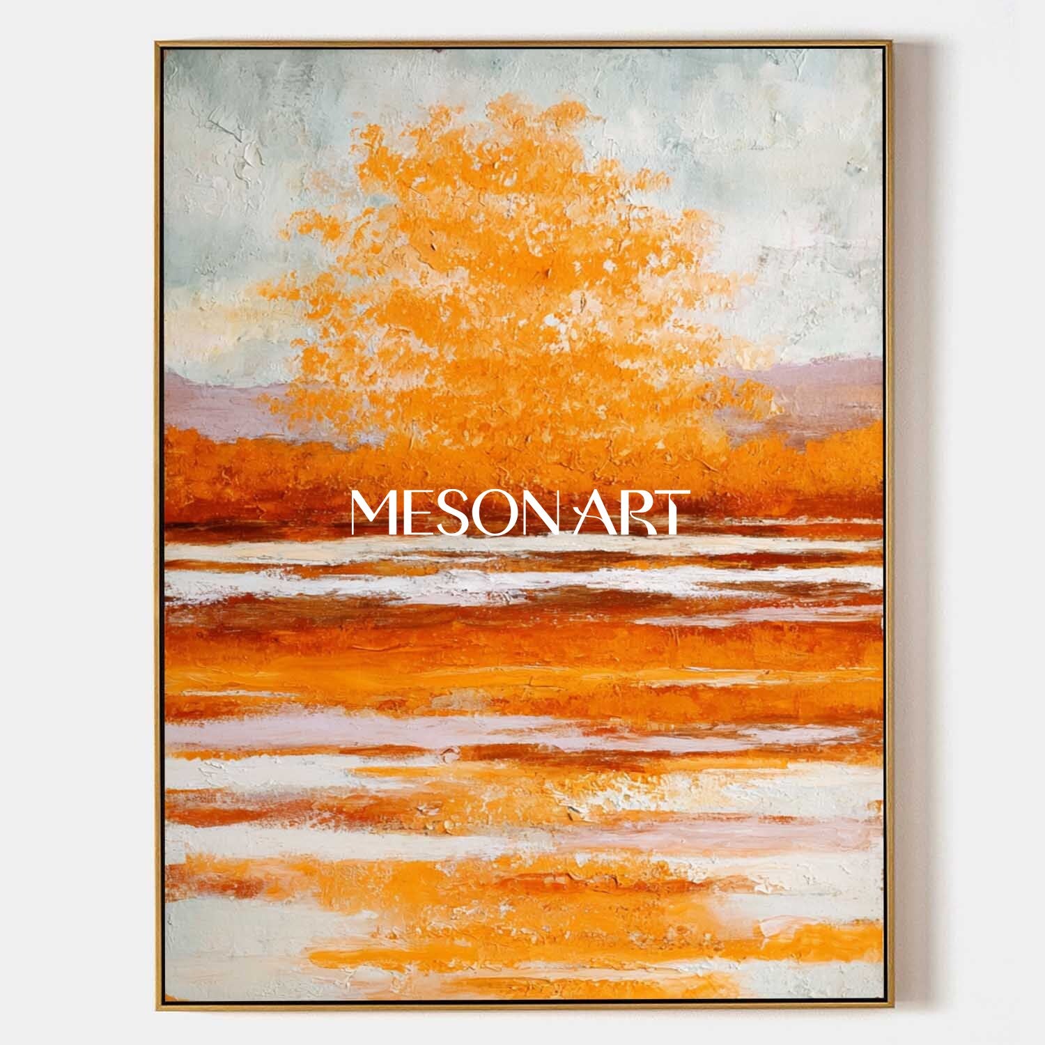 秋の抽象絵画と秋の色の大きなテクスチャキャンバス – MesonArt