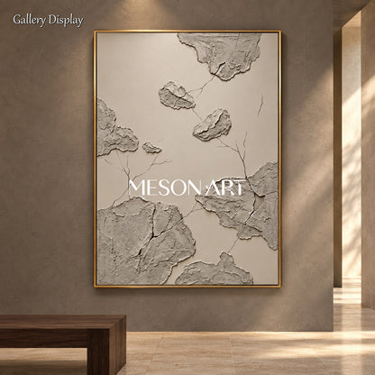 Gray Abstract Art Wabi Sabi Rectangular Wall Decor For Living Room By Mesonart