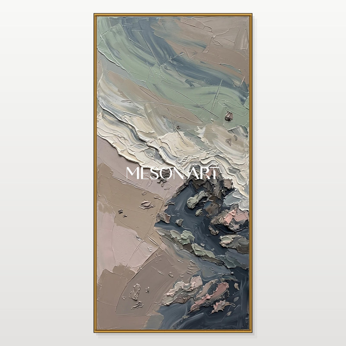 Beige And Gray Abstract Panoramic Wall Art Large Neutral Paintings Original Artist By Mesonart