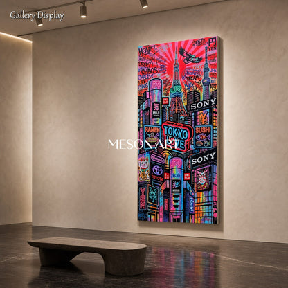 Pink And Black Graffiti Art Paintings Banksy Style Panoramic Wall Decor For Living Room By Mesonart