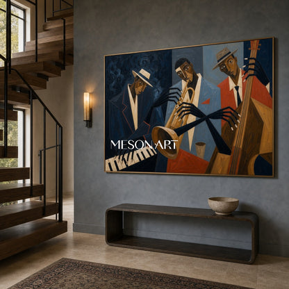 Expressive Jazz Band Painting In Art Deco Style For Modern Living Room Decor