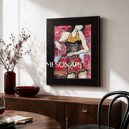Red And Brown Figurative Painting Contemporary Original Artwork Rectangular Wall Art For Living Room By Mesonart