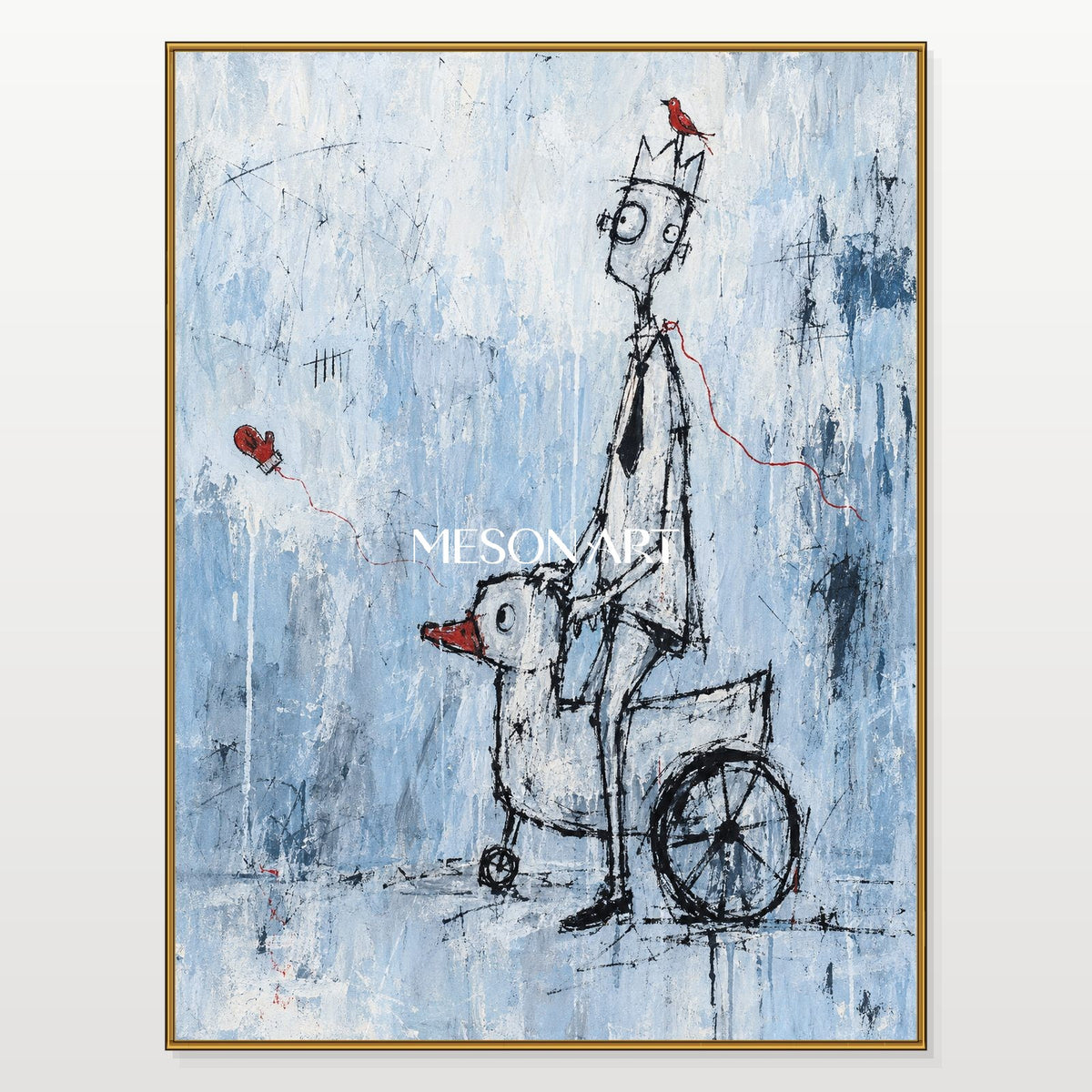 Blue And Red Abstract Graffiti Pop Art Painting Original Artist Rectangular Wall Art Large For Living Room By Mesonart