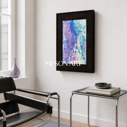 Pink And Blue Contemporary Figurative Painting Original Artwork Rectangular Wall Art For Living Room By Mesonart