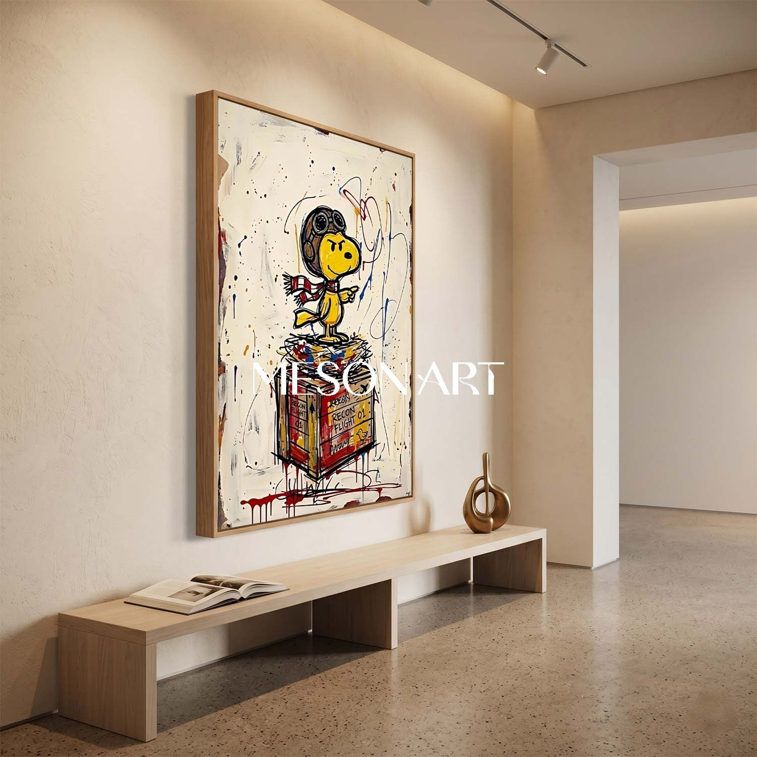 Snoopy Graffiti Art Print Abstract Pop Culture Painting For Living Room Decor