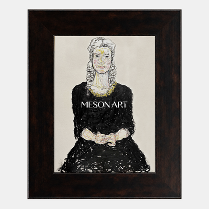 Abstract Modern Portrait Painting Black And Gold Art For Entryway