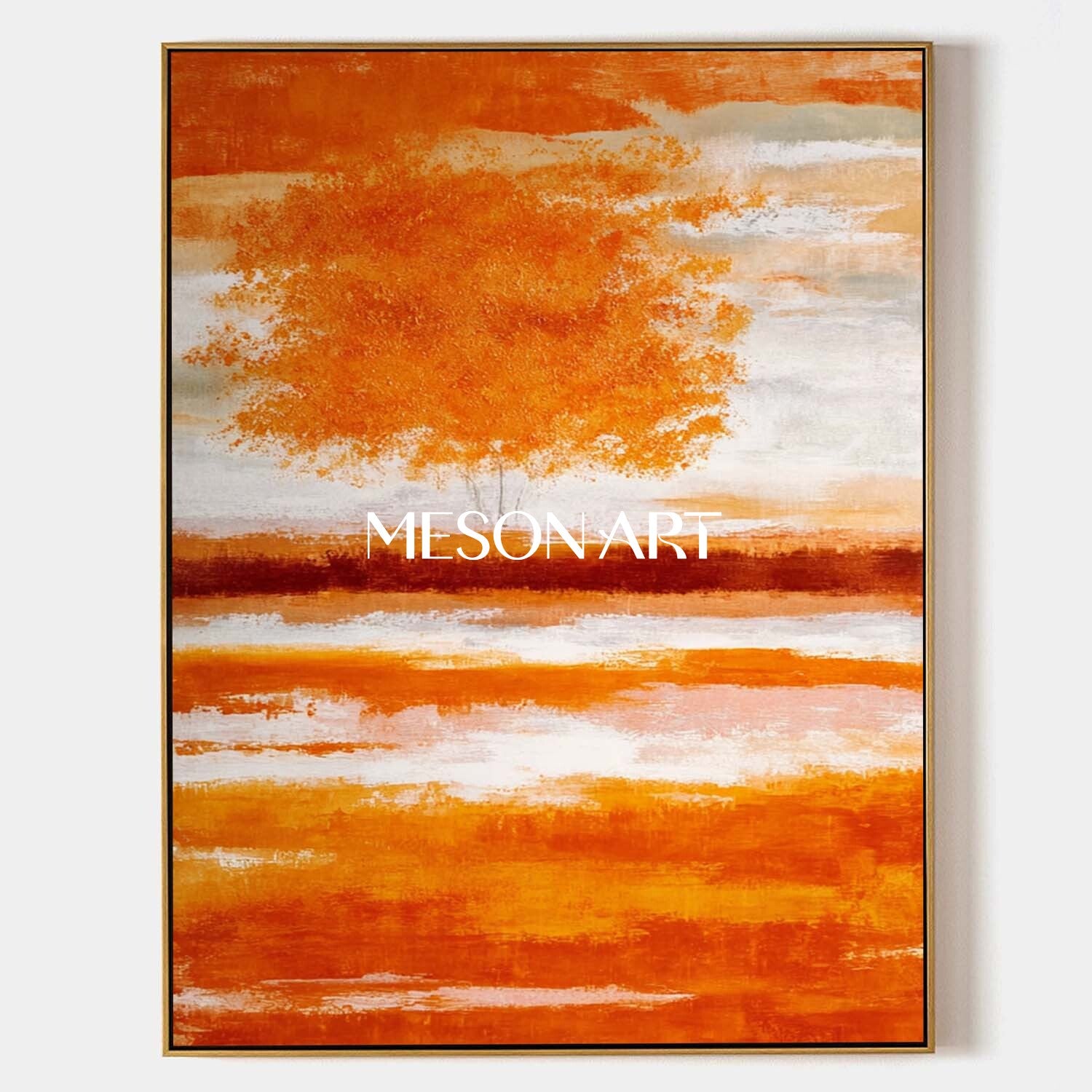 秋の抽象絵画と秋の色の大きなテクスチャキャンバス – MesonArt