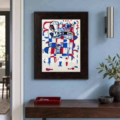 Red And Blue Figurative Abstract Portrait Modern Artwork Original Painting By Mesonart