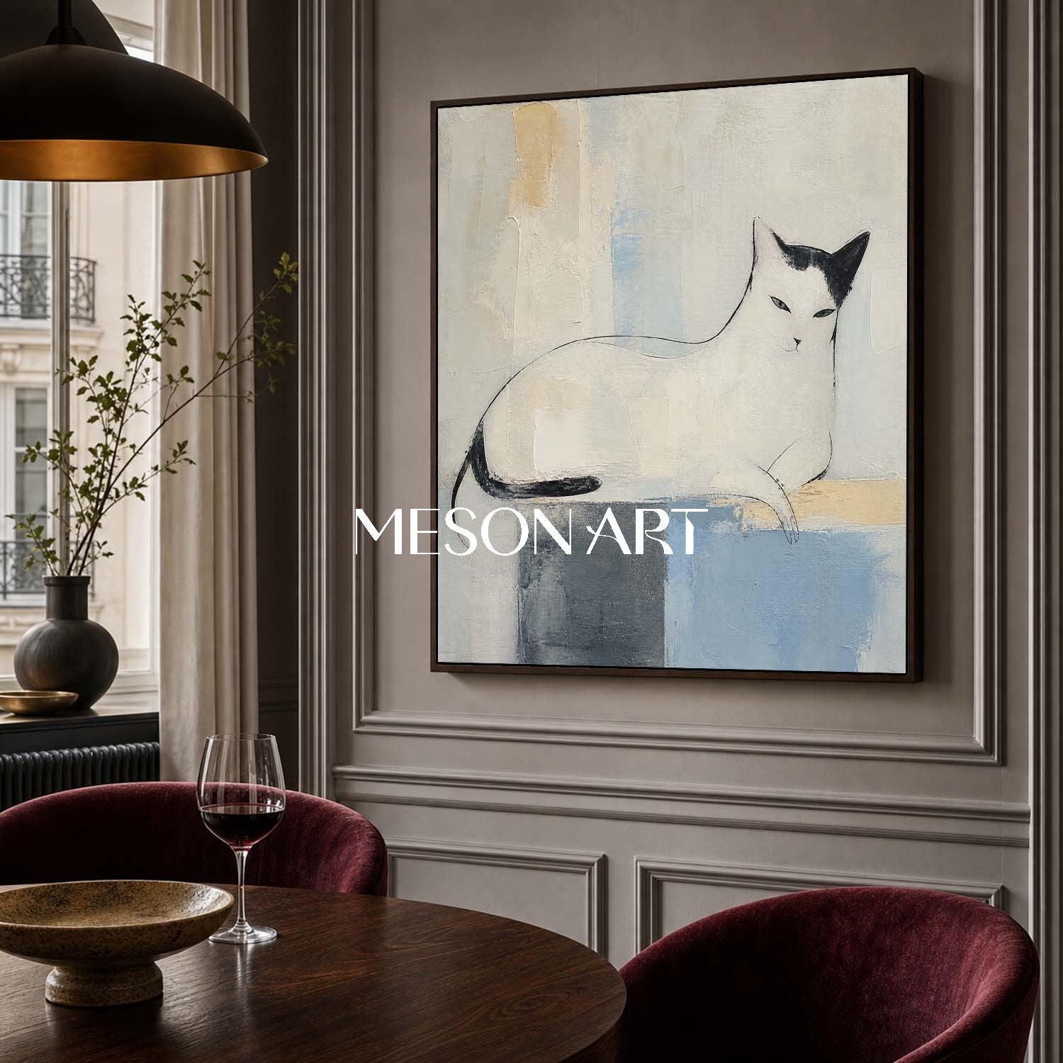 Minimalist Cat Painting Abstract Canvas Wall Art For Living Room Bedroom Decor