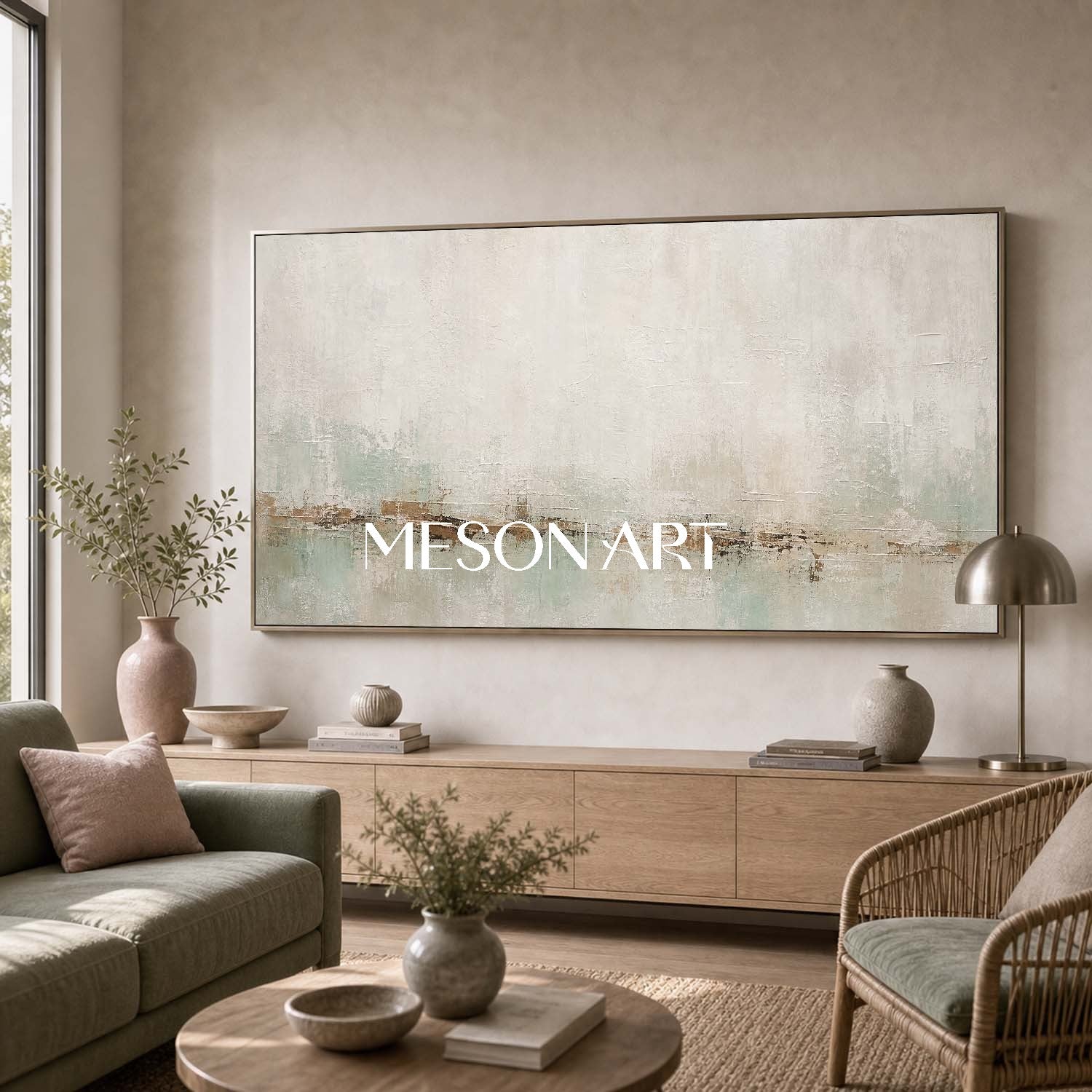 Wabi Sabi Abstract Wall Art Minimalist Beige Gray Painting For Modern Living Room Bedroom Decor