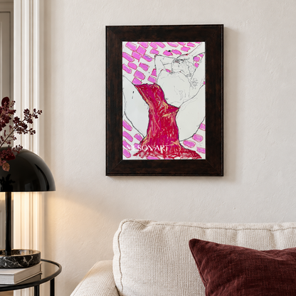 Pink And Red Figurative Expressionism Portrait Painting Original Artwork By Mesonart