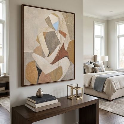 Wabi Sabi Abstract Painting With Earthy Tones For Modern Living Room Decor