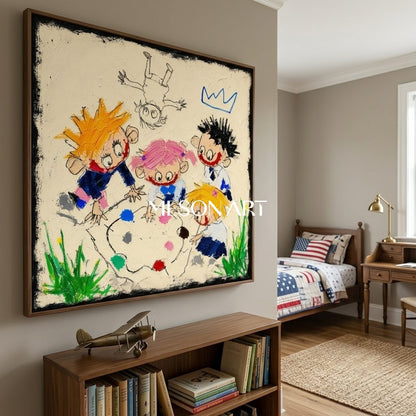 Whimsical Naive Art For Kids Room With Playful Graffiti Style And Vibrant Colors