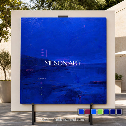 Deep Blue Abstract Painting Minimalist Wall Art For Living Room And Office Decor