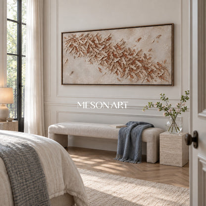 Beige And Brown Abstract Wabi Sabi Panoramic Wall Art Original Artist Modern Textured Painting By Mesonart